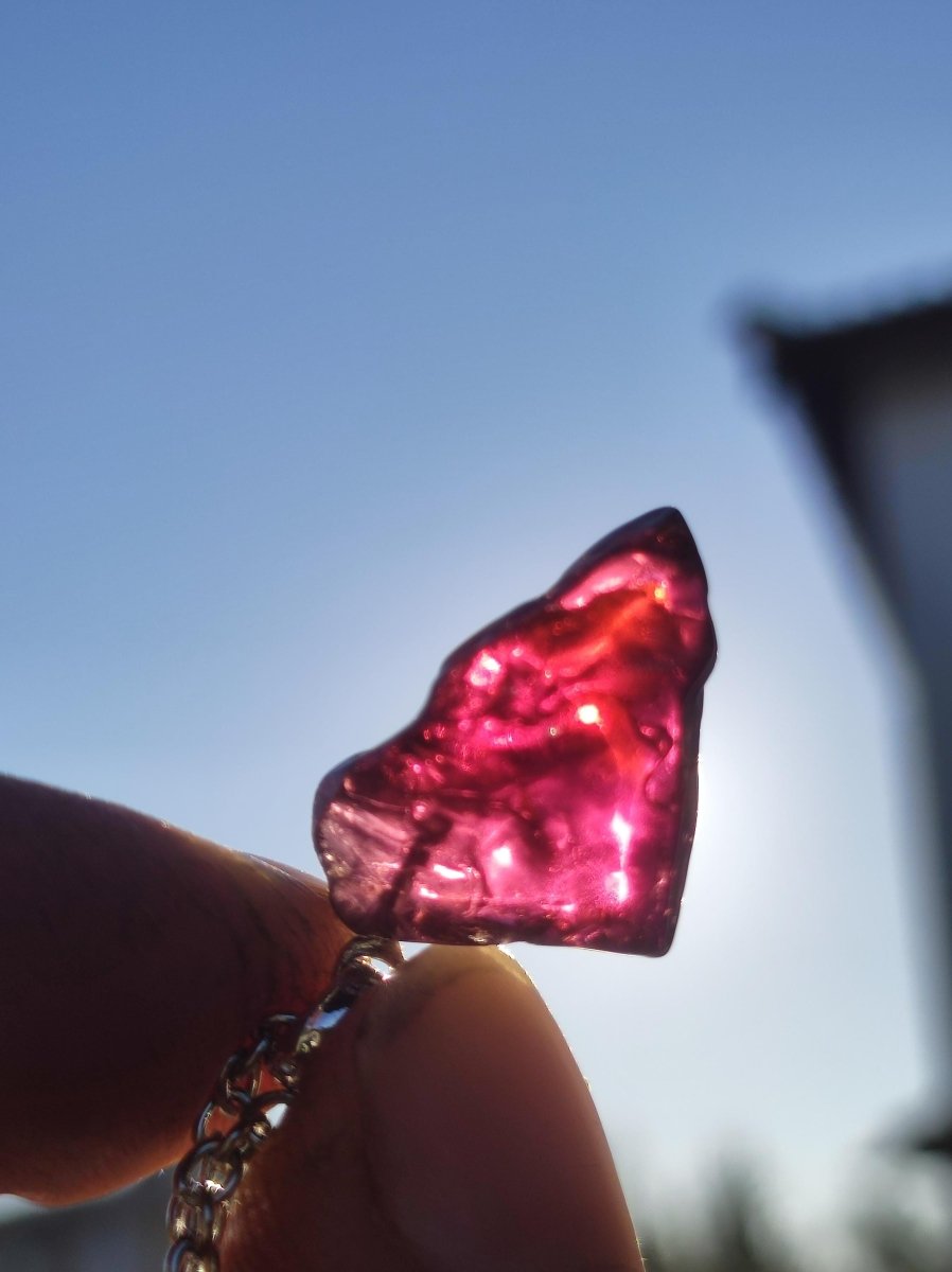 Rhodolit AAA *Rarität* ~ 925 Sterling Silber Edelstein Kette HIPPIE GOA Boho Ethno Nature Heilstein Anhänger Geschenk Mann Frau Er Sie - Art of Nature Berlin