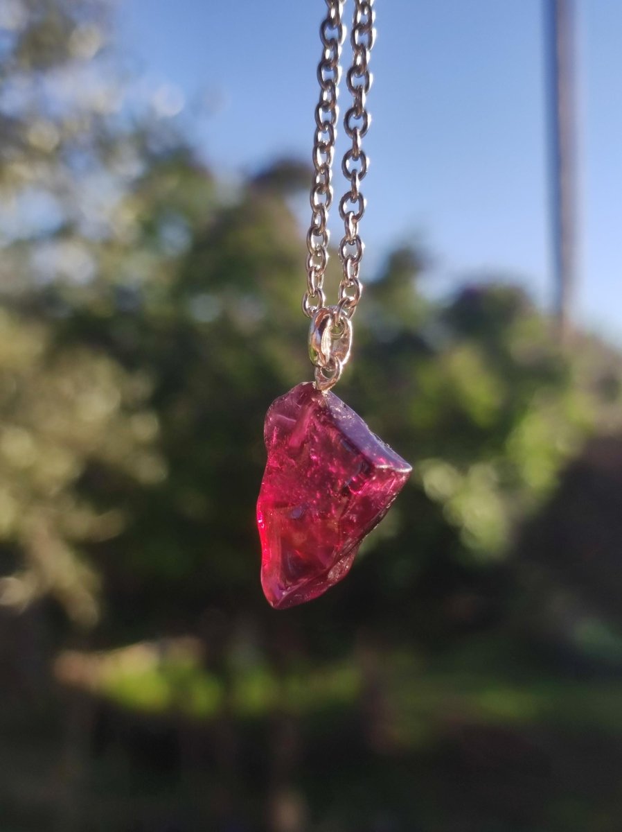 Rhodolit AAA *Rarität* ~ 925 Sterling Silber Edelstein Kette HIPPIE GOA Boho Ethno Nature Heilstein Anhänger Geschenk Mann Frau Er Sie - Art of Nature Berlin