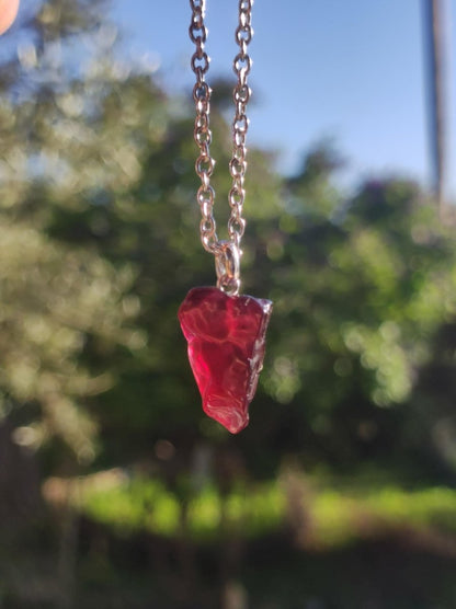 Rhodolit AAA *Rarität* ~ 925 Sterling Silber Edelstein Kette HIPPIE GOA Boho Ethno Nature Heilstein Anhänger Geschenk Mann Frau Er Sie - Art of Nature Berlin