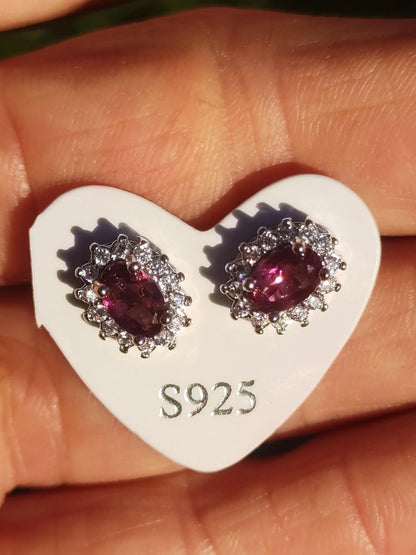Rhodolite rote Ohrstecker 925 Sterling Silber AAA Rarität Schmuck Frau Ohrringe Edelstein Heilstein Geschenk Schmuck Edel Selten Unikat - Art of Nature Berlin