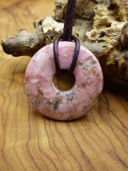 Rhodonit ~ Edelstein Kette ~HIPPIE ~GOA ~Boho ~Tibet ~Ethno ~Nature ~Donut ~Schutzsymbol ~Heilstein - Art of Nature Berlin