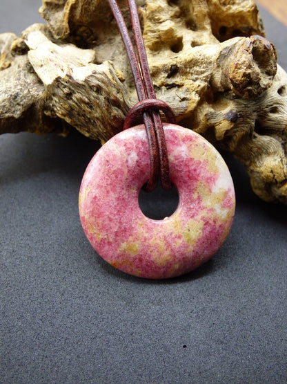 Rhodonit ~ Edelstein Kette rosa Natur HIPPIE GOA Boho Heilstein Kristalle Schmuck Anhänger Mann Frau Kind Geschenk Er Sie Anhänger Stein - Art of Nature Berlin