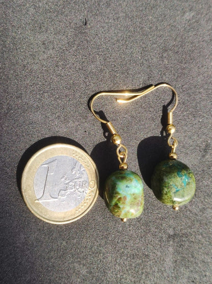 Rhyolith ~ Edelstein Ohrringe Geschenk Frau Schmuck Sie Freundin grün GOA Hippie Boho Natur Heilstein Natur Ohrhänger Edelstahl - Art of Nature Berlin