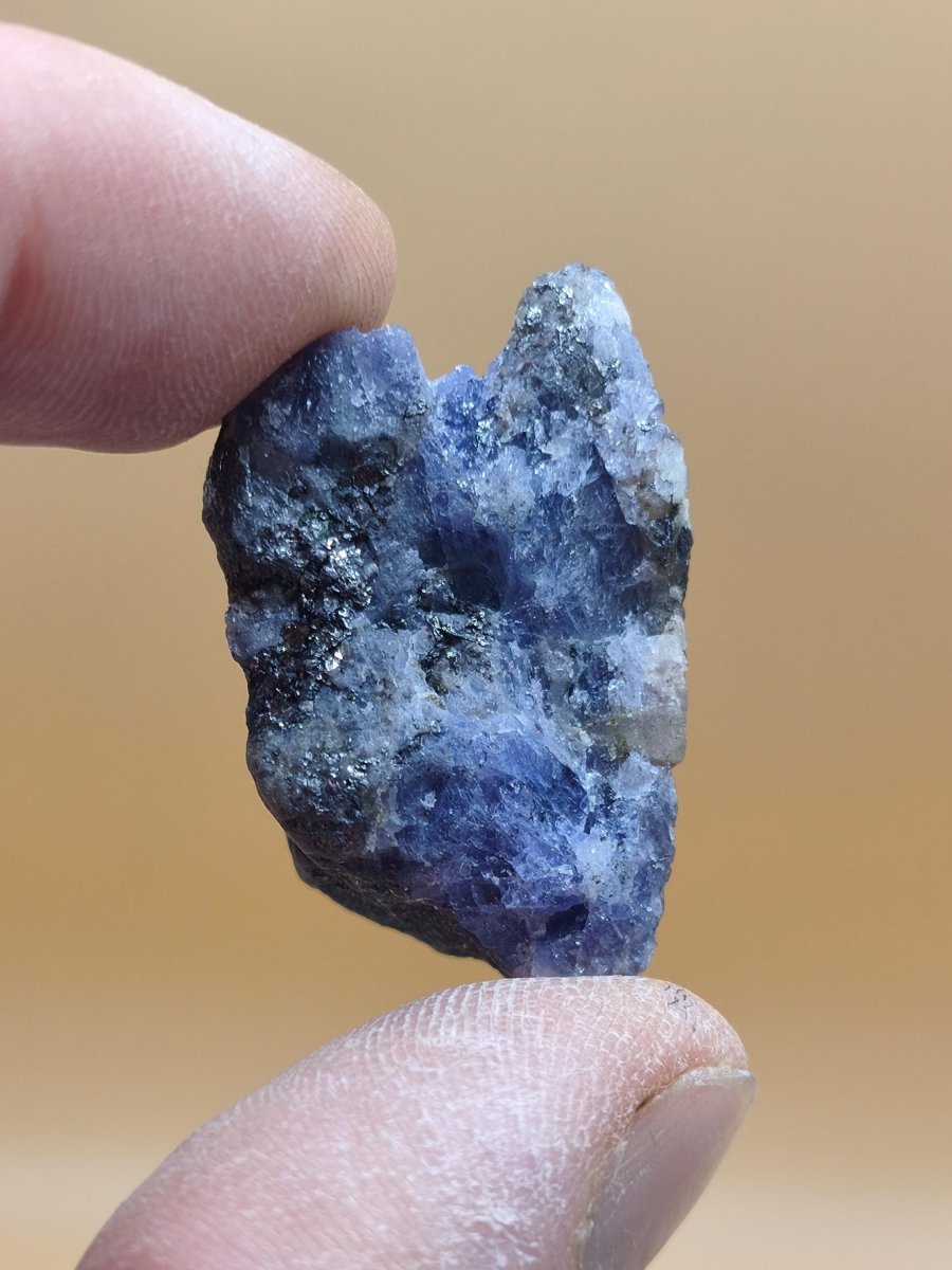 Roher Tansanit Kristall – Blaugrau mit silbrigem Schimmer – Tansania – Naturbelassenes Sammlerstück Unikat Kristall Stufe Edelstein Rarität - Art of Nature Berlin