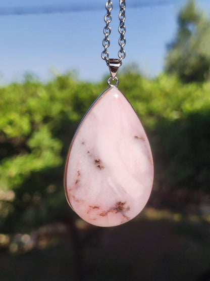 Rosa Andenopal AAA - 925 Sterling Silber Edelstein Kette Natur Schutz Rarität Heilstein Kristall Mann Frau Er Sie Geschenk Tochter Opal - Art of Nature Berlin