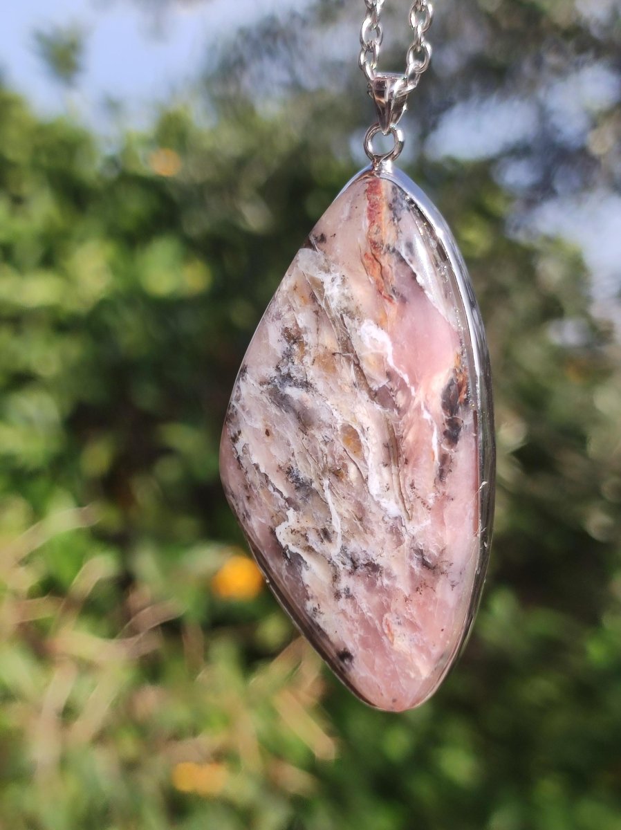 Rosa Andenopal AAA - 925 Sterling Silber Edelstein Kette Natur Schutz Rarität Heilstein Kristall Mann Frau Er Sie Geschenk Tochter Opal - Art of Nature Berlin