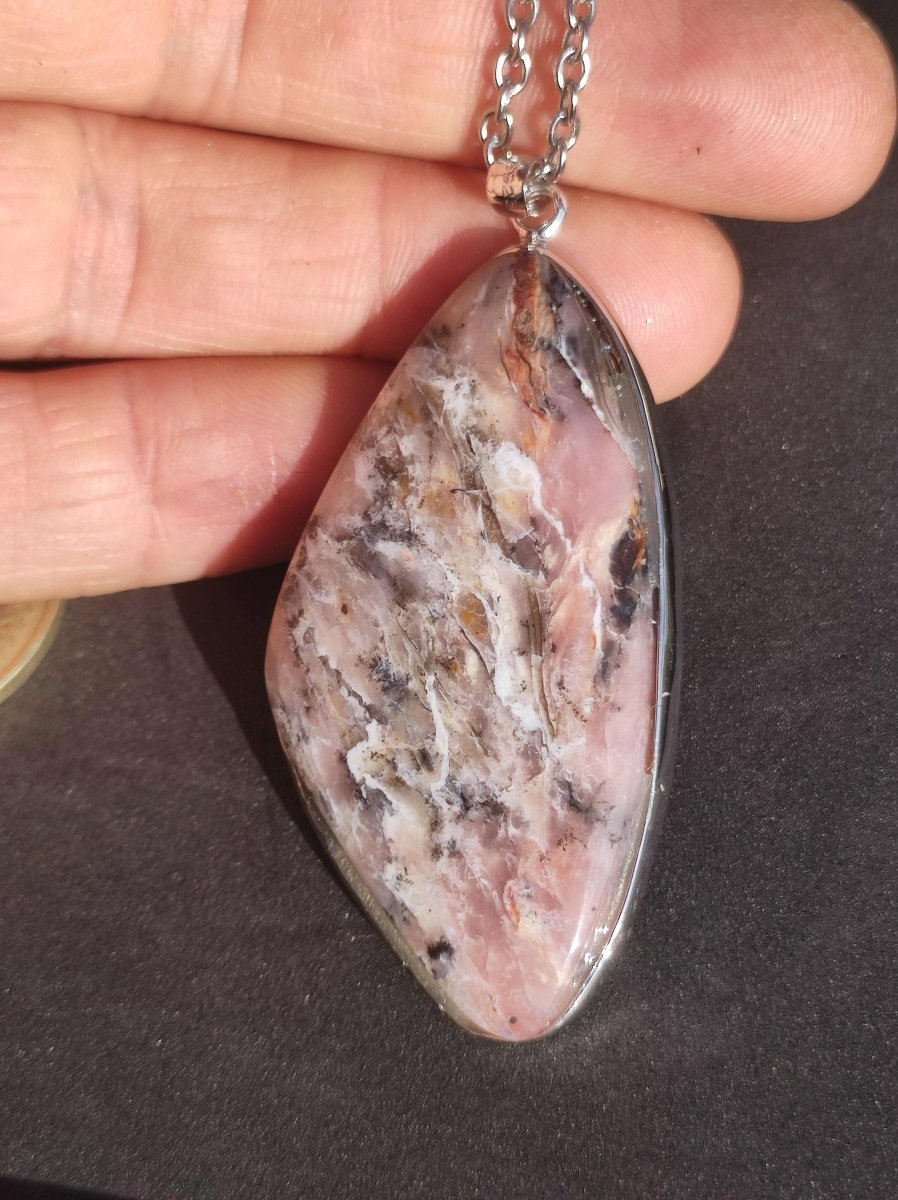 Rosa Andenopal AAA - 925 Sterling Silber Edelstein Kette Natur Schutz Rarität Heilstein Kristall Mann Frau Er Sie Geschenk Tochter Opal - Art of Nature Berlin