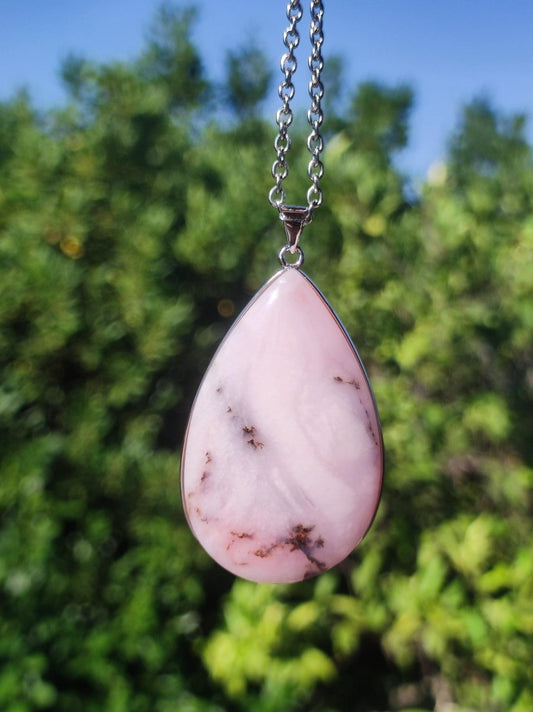 Rosa Andenopal AAA - 925 Sterling Silber Edelstein Kette Natur Schutz Rarität Heilstein Kristall Mann Frau Er Sie Geschenk Tochter Opal - Art of Nature Berlin