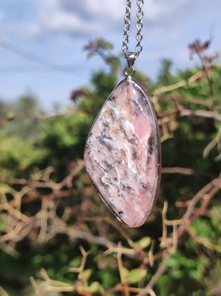 Rosa Andenopal AAA - 925 Sterling Silber Edelstein Kette Natur Schutz Rarität Heilstein Kristall Mann Frau Er Sie Geschenk Tochter Opal - Art of Nature Berlin