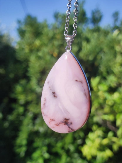 Rosa Andenopal AAA - 925 Sterling Silber Edelstein Kette Natur Schutz Rarität Heilstein Kristall Mann Frau Er Sie Geschenk Tochter Opal - Art of Nature Berlin