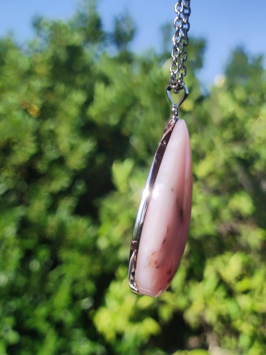 Rosa Andenopal AAA - 925 Sterling Silber Edelstein Kette Natur Schutz Rarität Heilstein Kristall Mann Frau Er Sie Geschenk Tochter Opal - Art of Nature Berlin