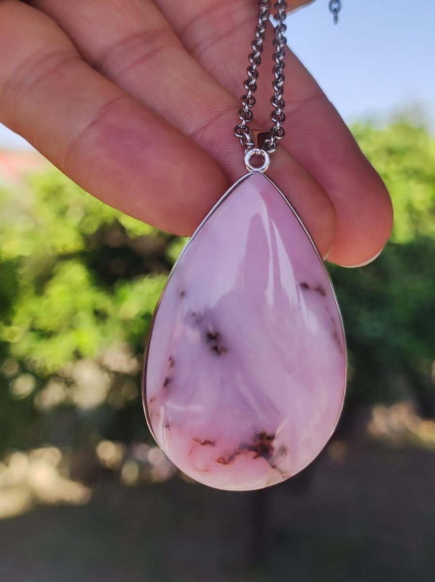 Rosa Andenopal AAA - 925 Sterling Silber Edelstein Kette Natur Schutz Rarität Heilstein Kristall Mann Frau Er Sie Geschenk Tochter Opal - Art of Nature Berlin