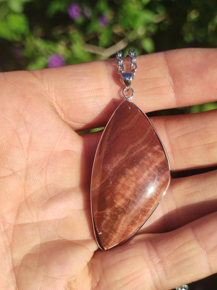 Roter Aragonit - 925 Silber Edelstein Kette Heilstein Natur Braun Rarität Edel Mann Frau Geschenk Er Sie Freundin Energie Kraft Ruhe Glück - Art of Nature Berlin