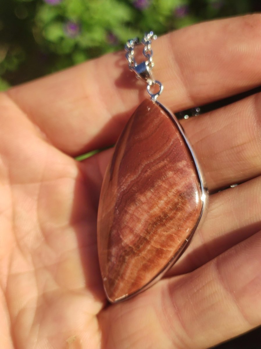 Roter Aragonit - 925 Silber Edelstein Kette Heilstein Natur Braun Rarität Edel Mann Frau Geschenk Er Sie Freundin Energie Kraft Ruhe Glück - Art of Nature Berlin