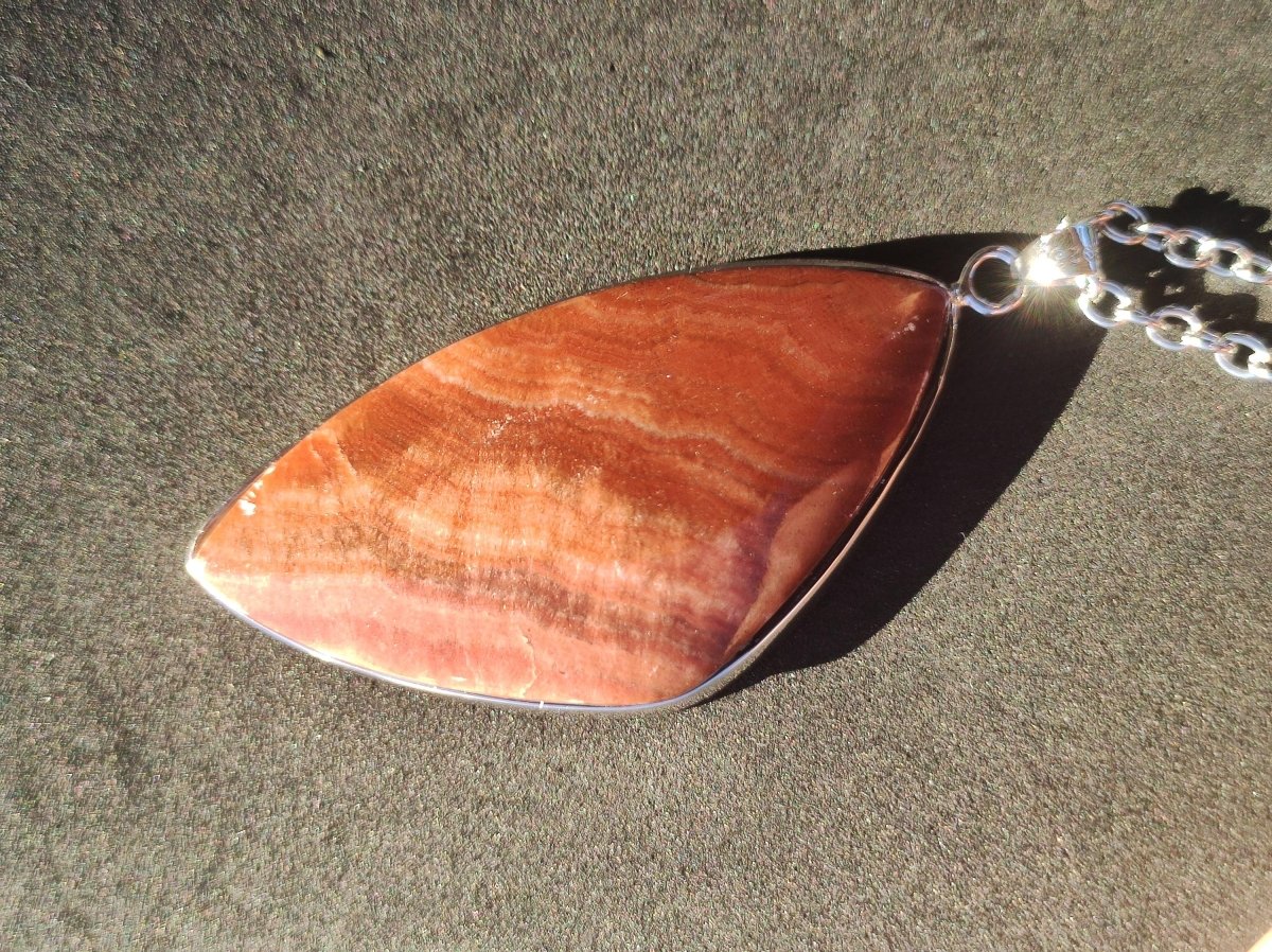 Roter Aragonit - 925 Silber Edelstein Kette Heilstein Natur Braun Rarität Edel Mann Frau Geschenk Er Sie Freundin Energie Kraft Ruhe Glück - Art of Nature Berlin