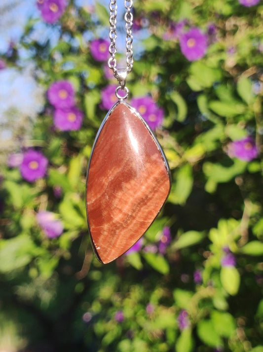 Roter Aragonit - 925 Silber Edelstein Kette Heilstein Natur Braun Rarität Edel Mann Frau Geschenk Er Sie Freundin Energie Kraft Ruhe Glück - Art of Nature Berlin