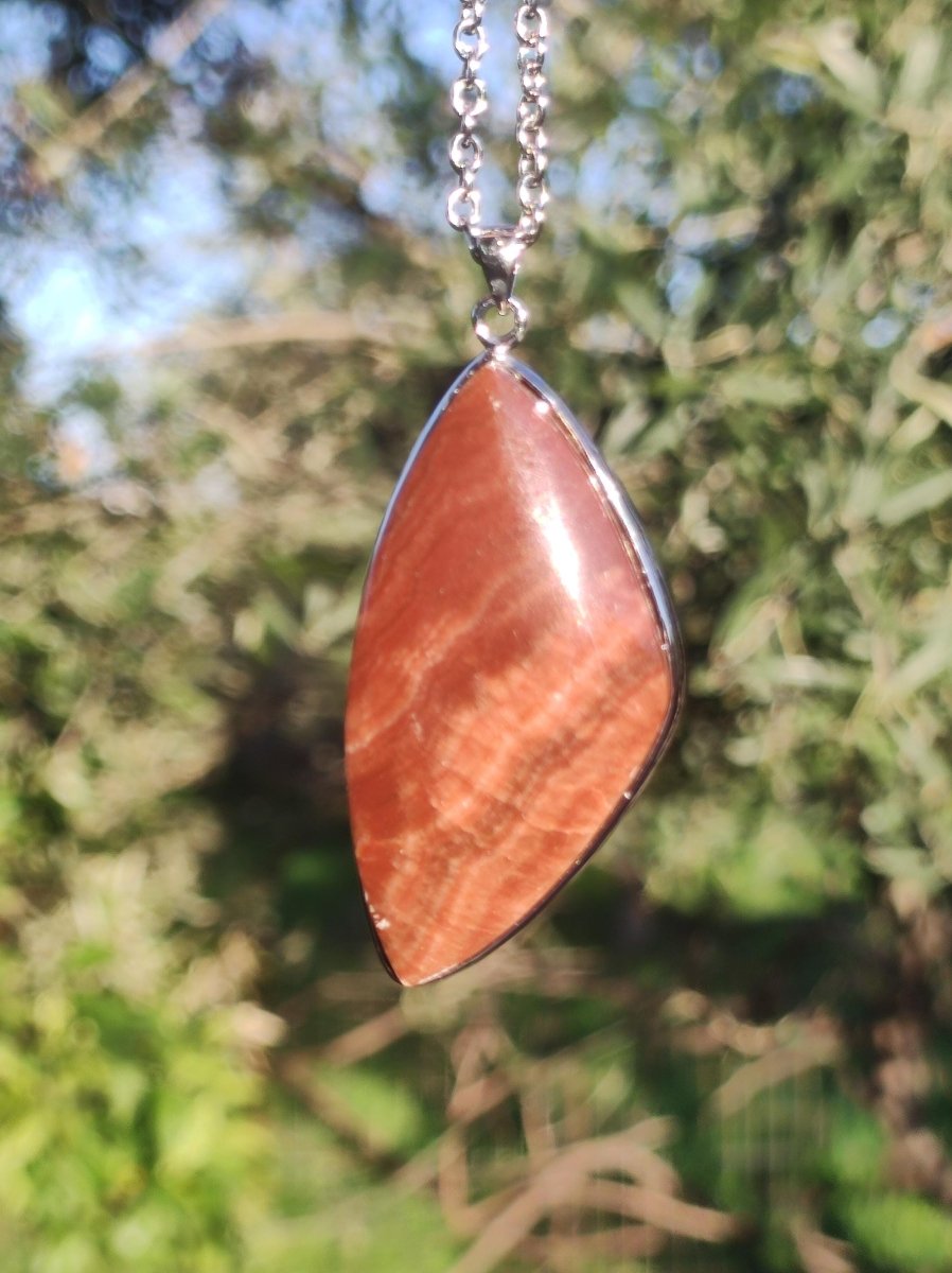 Roter Aragonit - 925 Silber Edelstein Kette Heilstein Natur Braun Rarität Edel Mann Frau Geschenk Er Sie Freundin Energie Kraft Ruhe Glück - Art of Nature Berlin