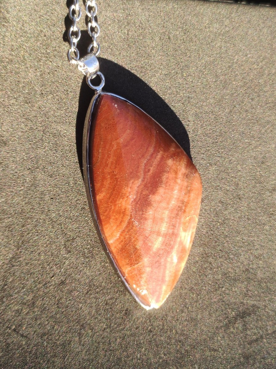 Roter Aragonit - 925 Silber Edelstein Kette Heilstein Natur Braun Rarität Edel Mann Frau Geschenk Er Sie Freundin Energie Kraft Ruhe Glück - Art of Nature Berlin