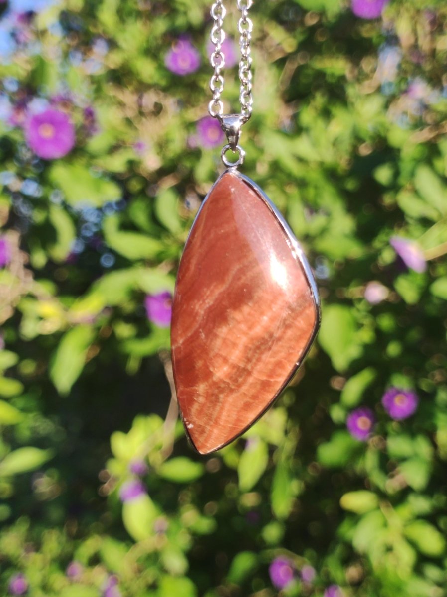 Roter Aragonit - 925 Silber Edelstein Kette Heilstein Natur Braun Rarität Edel Mann Frau Geschenk Er Sie Freundin Energie Kraft Ruhe Glück - Art of Nature Berlin