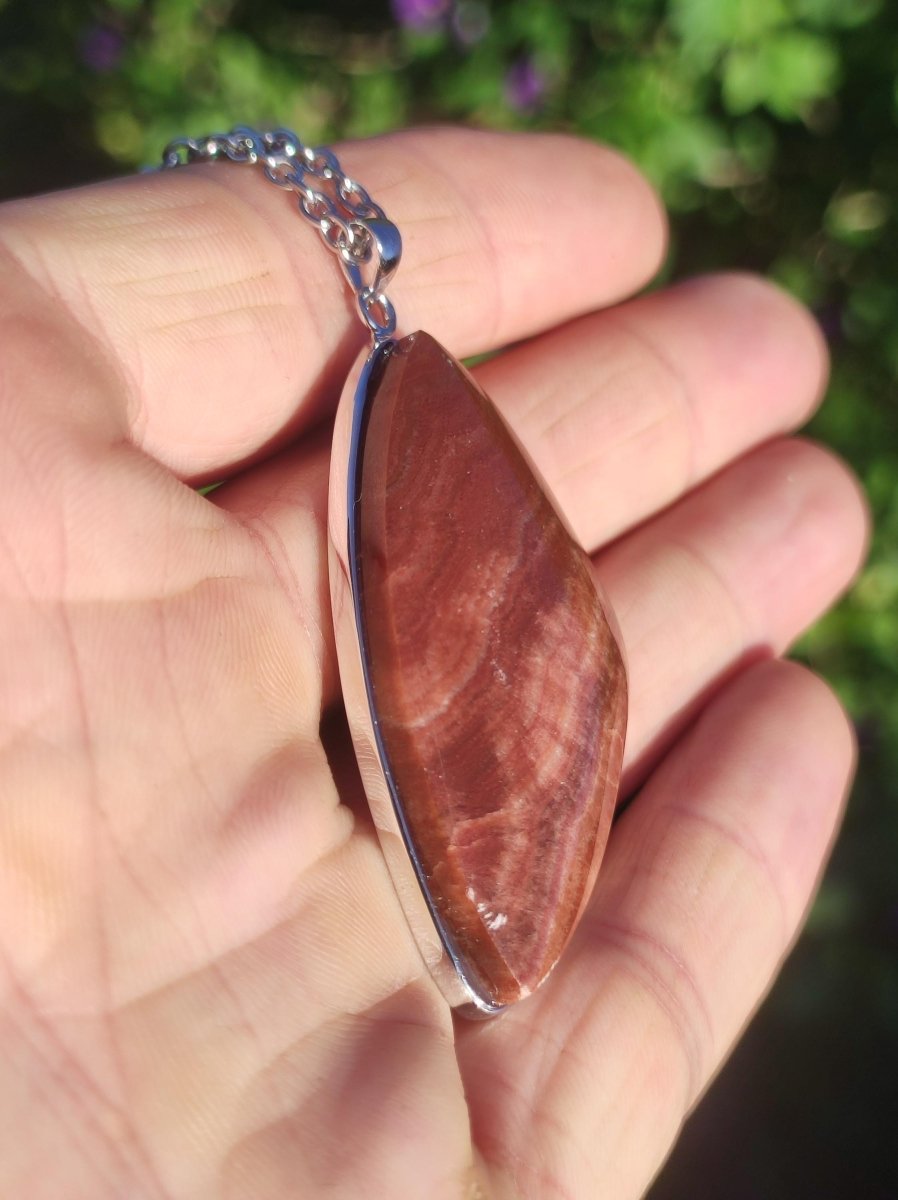 Roter Aragonit - 925 Silber Edelstein Kette Heilstein Natur Braun Rarität Edel Mann Frau Geschenk Er Sie Freundin Energie Kraft Ruhe Glück - Art of Nature Berlin