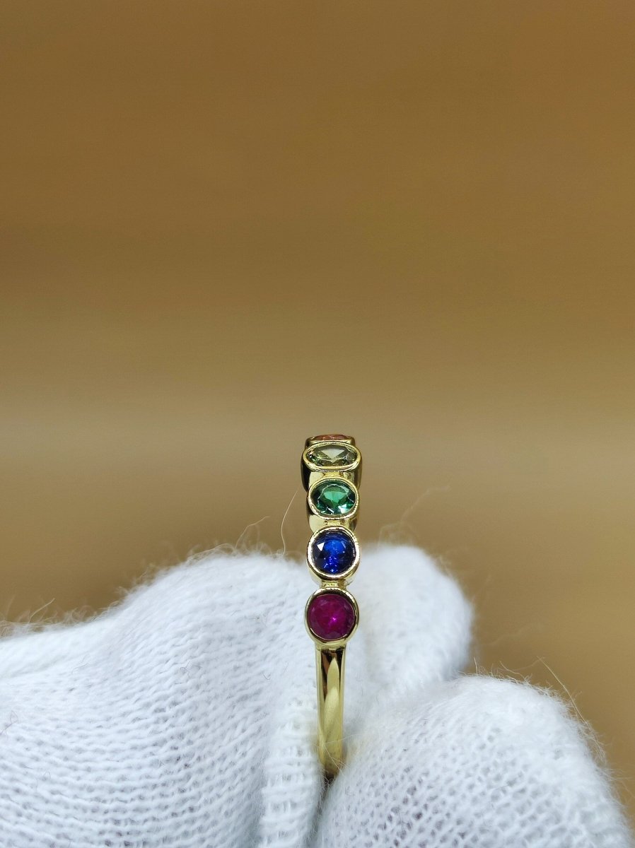 Rubin Amethyst Zirkon Topas Peridot Beryll - Ring - 925 Silber - vergoldet Größe 17 (54) - Edelstein Heilstein Frauen Ring Schmuck Edel - Art of Nature Berlin