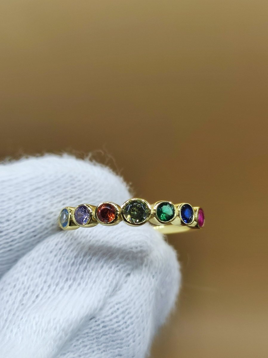 Rubin Amethyst Zirkon Topas Peridot Beryll - Ring - 925 Silber - vergoldet Größe 17 (54) - Edelstein Heilstein Frauen Ring Schmuck Edel - Art of Nature Berlin