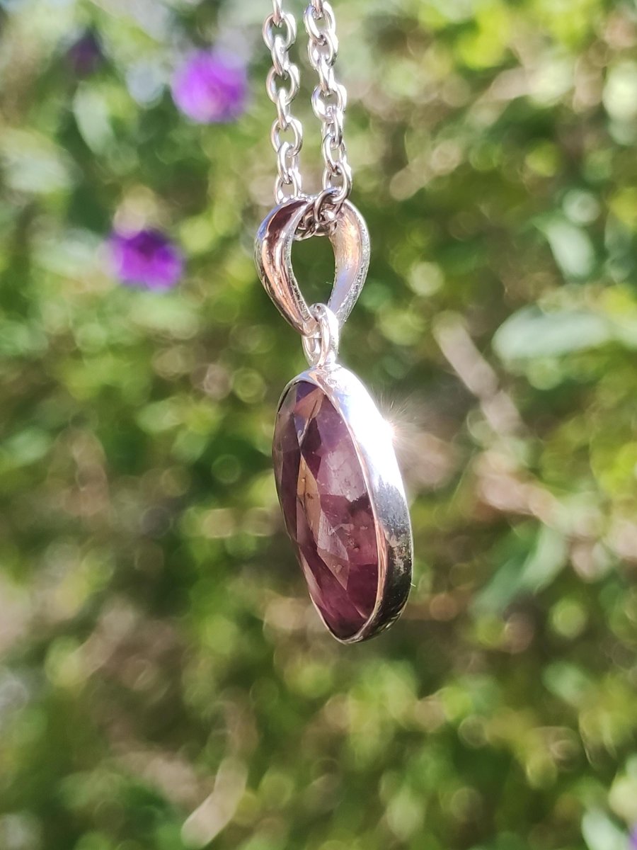 Rubin - Edelstein Kette 925 Sterling Silber - Edler Frau Mann Schmuck Filigran Hochzeitstag Geburtstag Geschenk Heilstein Rarität rot - Art of Nature Berlin