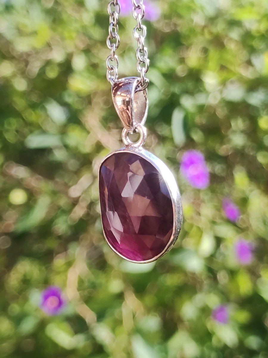 Rubin - Edelstein Kette 925 Sterling Silber - Edler Frau Mann Schmuck Filigran Hochzeitstag Geburtstag Geschenk Heilstein Rarität rot - Art of Nature Berlin