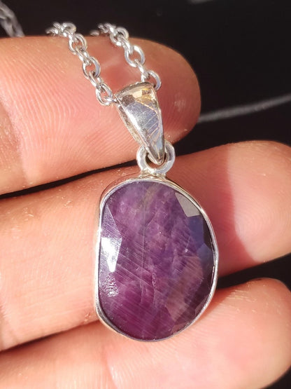 Rubin - Edelstein Kette 925 Sterling Silber - Edler Frau Mann Schmuck Filigran Hochzeitstag Geburtstag Geschenk Heilstein Rarität rot - Art of Nature Berlin