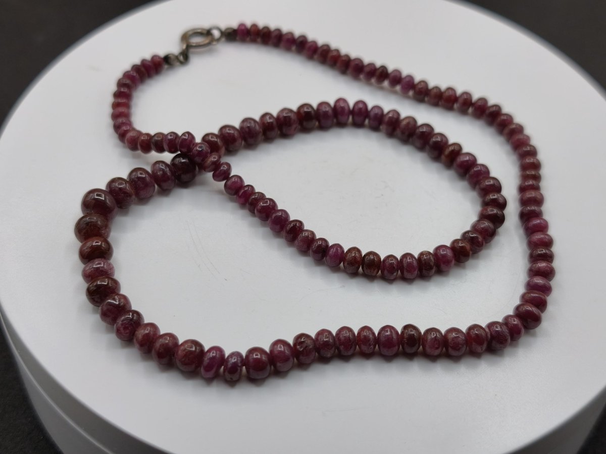 Rubin Edelstein Kette VINTAGE 1990 Frau Mann 925 Silber Schmuck Filigran Hochzeitstag Geburtstag Geschenk Heilstein Rarität rot Kristalle - Art of Nature Berlin