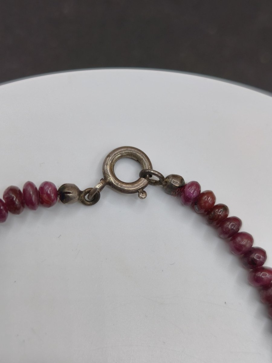 Rubin Edelstein Kette VINTAGE 1990 Frau Mann 925 Silber Schmuck Filigran Hochzeitstag Geburtstag Geschenk Heilstein Rarität rot Kristalle - Art of Nature Berlin