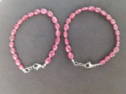 GAVU Damen Edelstein-Perlenkette - Karneol Rot & Onyx Schwarz Mit OT-Verschluss 40cm