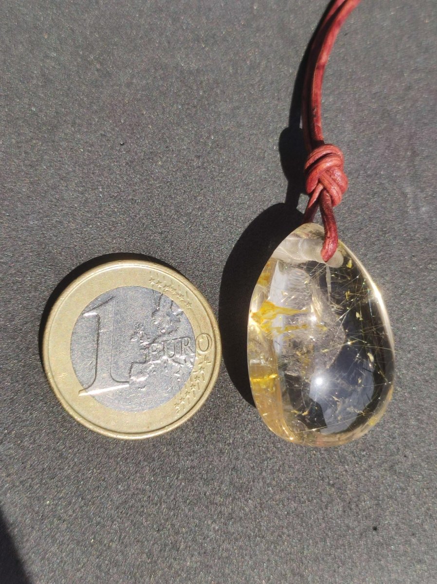 Rutilquarz Tropfen golden - Edelstein Kette 925 Silber Anhänger Natur Heilstein Kristall Geschenk Frau Sie Mann Er Freundin Unikat Nadeln - Art of Nature Berlin