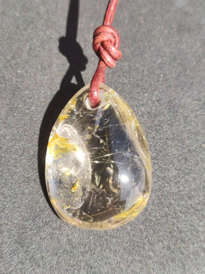 Rutilquarz Tropfen golden - Edelstein Kette 925 Silber Anhänger Natur Heilstein Kristall Geschenk Frau Sie Mann Er Freundin Unikat Nadeln - Art of Nature Berlin