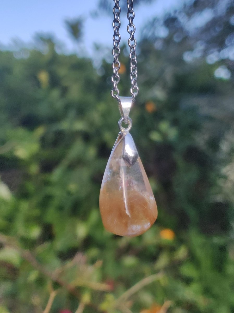 Rutilquarz Tropfen golden ~ Edelstein Kette inkl. 925 Sterling Silber Öse ~HIPPIE ~GOA ~Boho ~Ethno ~Nature ~Heilstein - Art of Nature Berlin