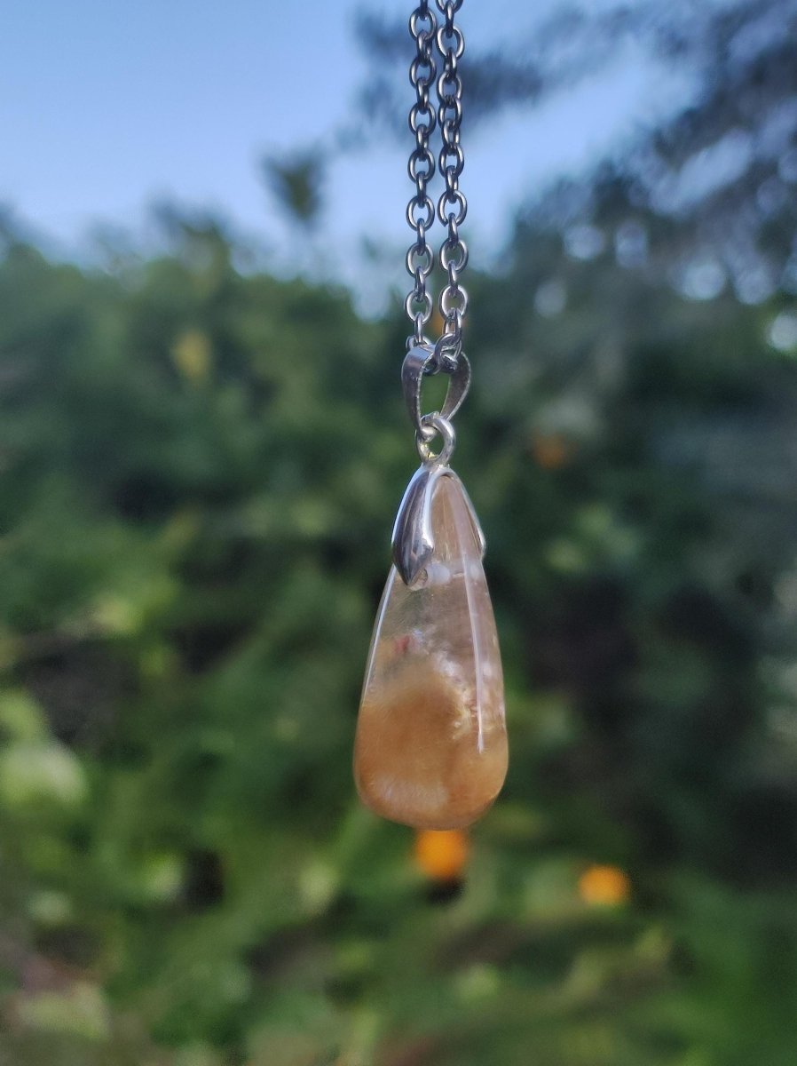Rutilquarz Tropfen golden ~ Edelstein Kette inkl. 925 Sterling Silber Öse ~HIPPIE ~GOA ~Boho ~Ethno ~Nature ~Heilstein - Art of Nature Berlin