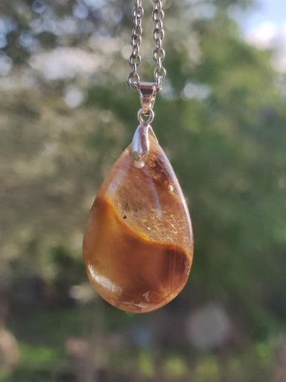 Rutilquarz Tropfen golden ~ Edelstein Kette inkl. 925 Sterling Silber Öse ~HIPPIE ~GOA ~Boho ~Ethno ~Nature ~Heilstein - Art of Nature Berlin