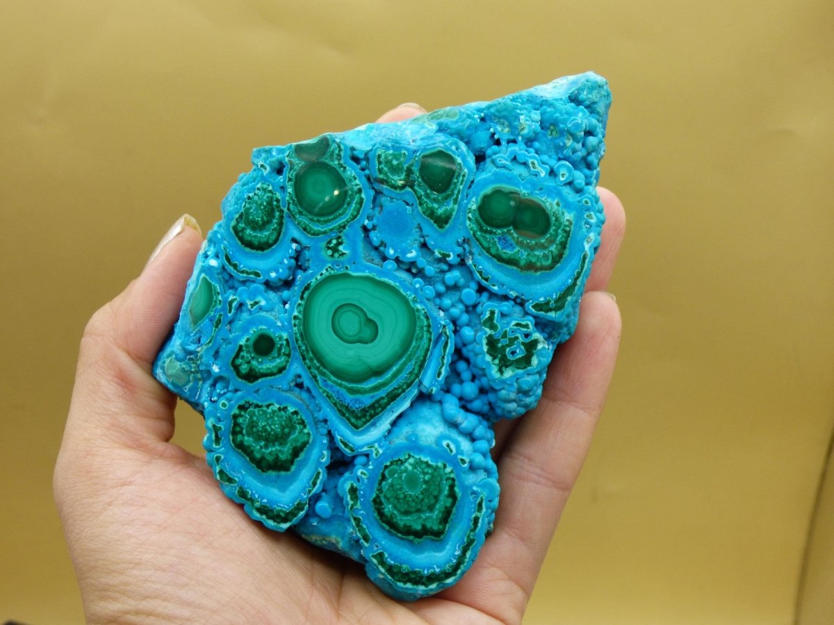 Sammlerstück Chrysocoll Malachit botryoidal Scheibe Dekostück AAA Edelstein Natur Heilstein Unikat blau grün Mineral Museumqualität Traum - Art of Nature Berlin