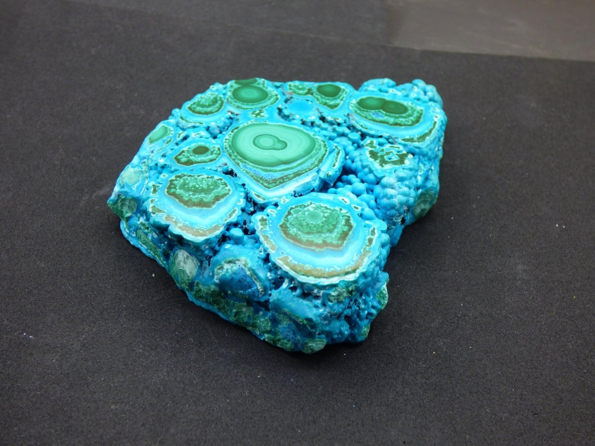 Sammlerstück Chrysocoll Malachit botryoidal Scheibe Dekostück AAA Edelstein Natur Heilstein Unikat blau grün Mineral Museumqualität Traum - Art of Nature Berlin