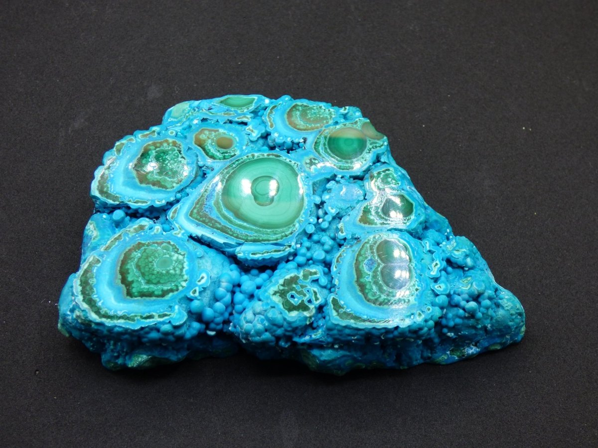 Sammlerstück Chrysocoll Malachit botryoidal Scheibe Dekostück AAA Edelstein Natur Heilstein Unikat blau grün Mineral Museumqualität Traum - Art of Nature Berlin