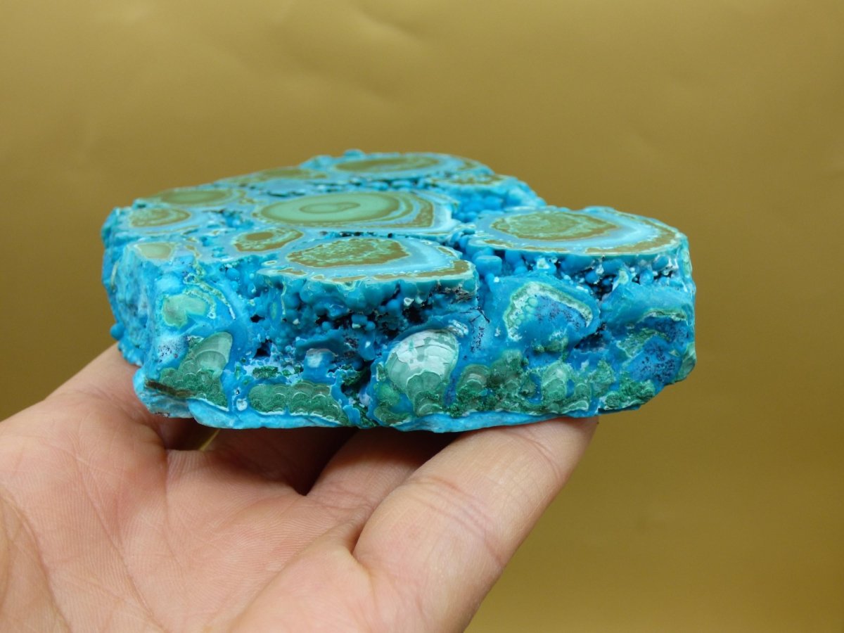 Sammlerstück Chrysocoll Malachit botryoidal Scheibe Dekostück AAA Edelstein Natur Heilstein Unikat blau grün Mineral Museumqualität Traum - Art of Nature Berlin