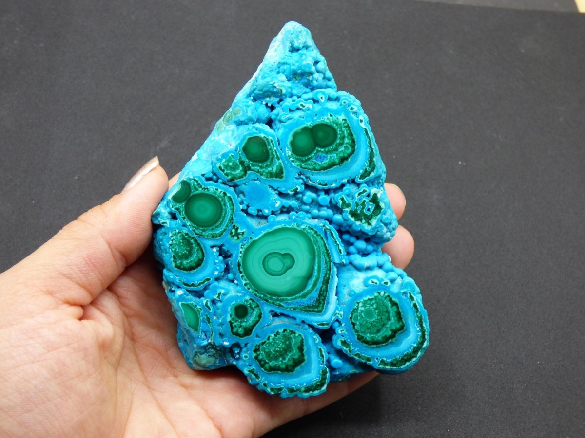 Sammlerstück Chrysocoll Malachit botryoidal Scheibe Dekostück AAA Edelstein Natur Heilstein Unikat blau grün Mineral Museumqualität Traum - Art of Nature Berlin