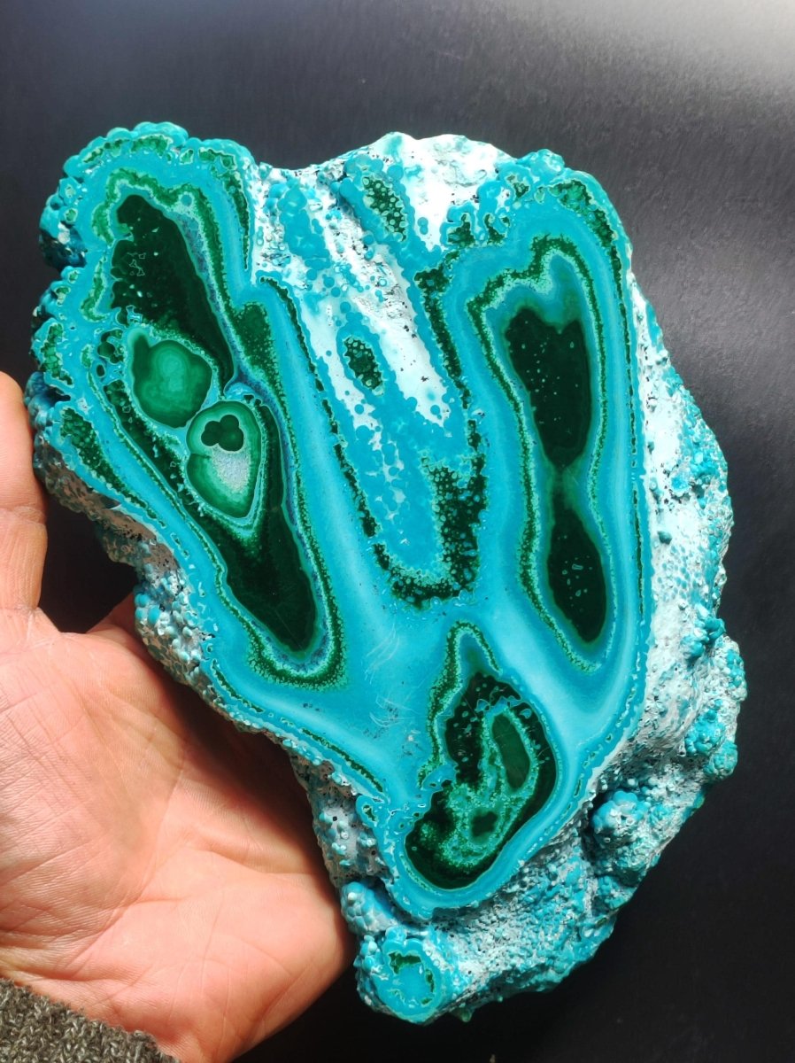 Sammlerstück XXL Chrysocoll Malachit botryoidal Scheibe Deko AAA Edelstein Natur Heilstein Unikat blau grün Mineral Museumqualität Traum - Art of Nature Berlin