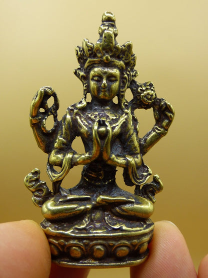 Sanskrit Figur Messing ~ Buddha Manjushri ~ Glück Figur Buddhismus Deko Altar Vintage Rarität Tibet Boho Hippie Goa Ethno Psy Indien - Art of Nature Berlin