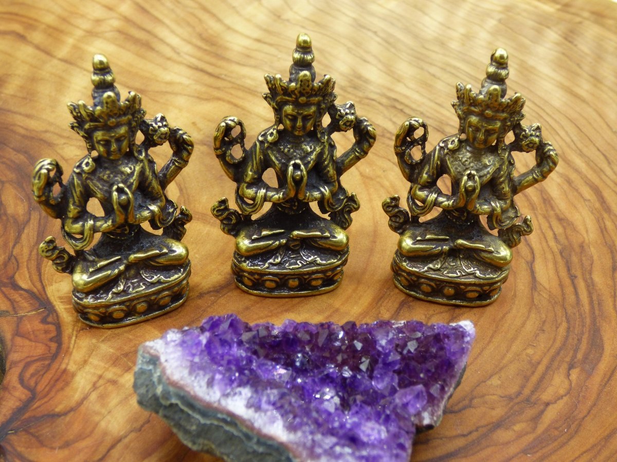 Sanskrit Figur Messing ~ Buddha Manjushri ~ Glück Figur Buddhismus Deko Altar Vintage Rarität Tibet Boho Hippie Goa Ethno Psy Indien - Art of Nature Berlin