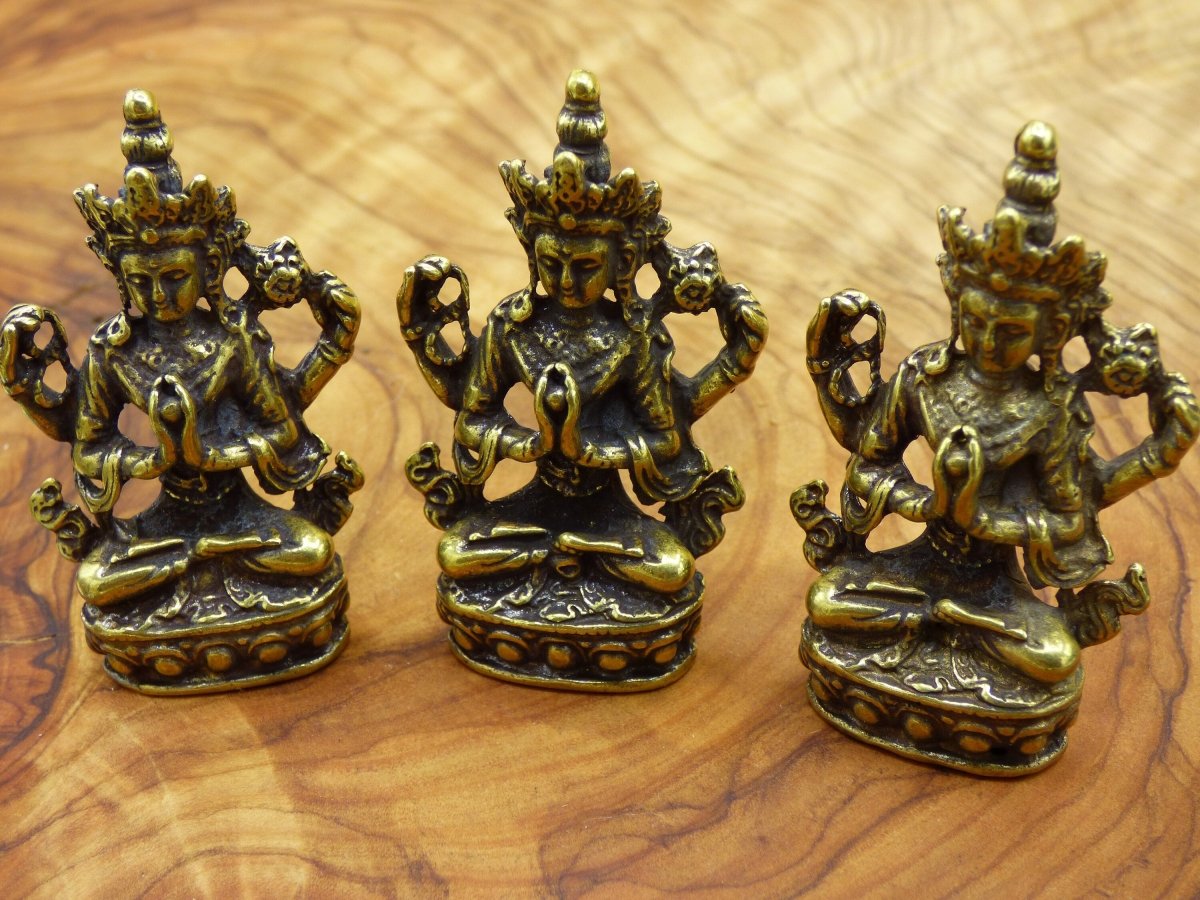 Sanskrit Figur Messing ~ Buddha Manjushri ~ Glück Figur Buddhismus Deko Altar Vintage Rarität Tibet Boho Hippie Goa Ethno Psy Indien - Art of Nature Berlin