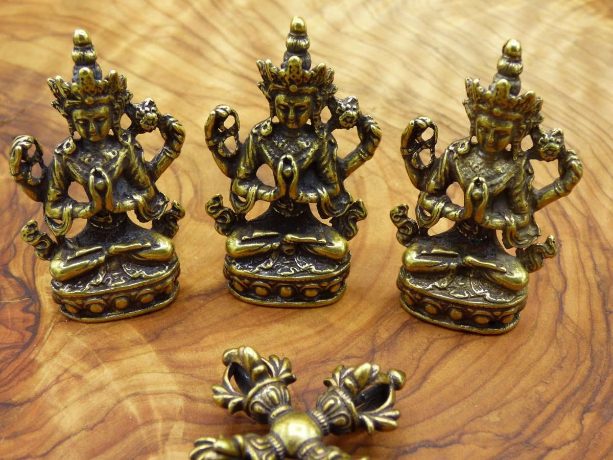 Sanskrit Figur Messing ~ Buddha Manjushri ~ Glück Figur Buddhismus Deko Altar Vintage Rarität Tibet Boho Hippie Goa Ethno Psy Indien - Art of Nature Berlin