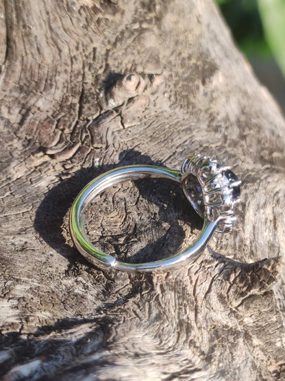 Saphir Blüten Ring 925 Silber Größe verstellbar Edelstein Heilstein Edel Energie Kraft Schmuck Hochwertig blau Geschenk Frau Geburtstag - Art of Nature Berlin