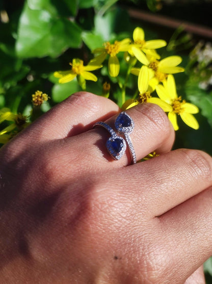 Saphir - Ring 925 Silber Größe verstellbar Edelstein Heilstein Edel Energie Kraft Schmuck Hochwertig blau Verlobung Geschenk Frau Geburtstag - Art of Nature Berlin