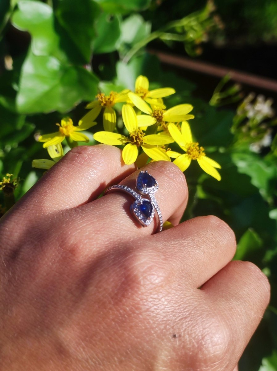 Saphir - Ring 925 Silber Größe verstellbar Edelstein Heilstein Edel Energie Kraft Schmuck Hochwertig blau Verlobung Geschenk Frau Geburtstag - Art of Nature Berlin